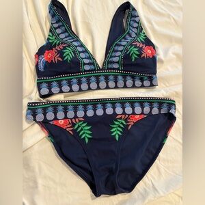 Boden Bikini In French Navy Tropic - Mixed Size 10/12